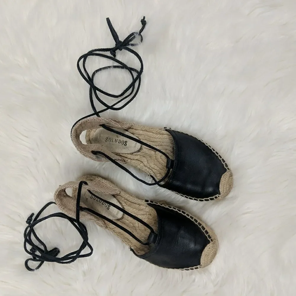 Soludos Leather Gladiator Platform Espadrilles San